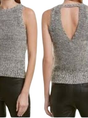 Theory Gable Back Shell Wool Crop Top Tank Marl Gray Size Large